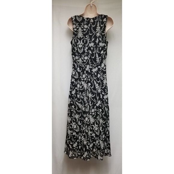 Studio 1940 Black & White Floral Chiffon Maxi/Long Dress 8 - Picture 6 of 9